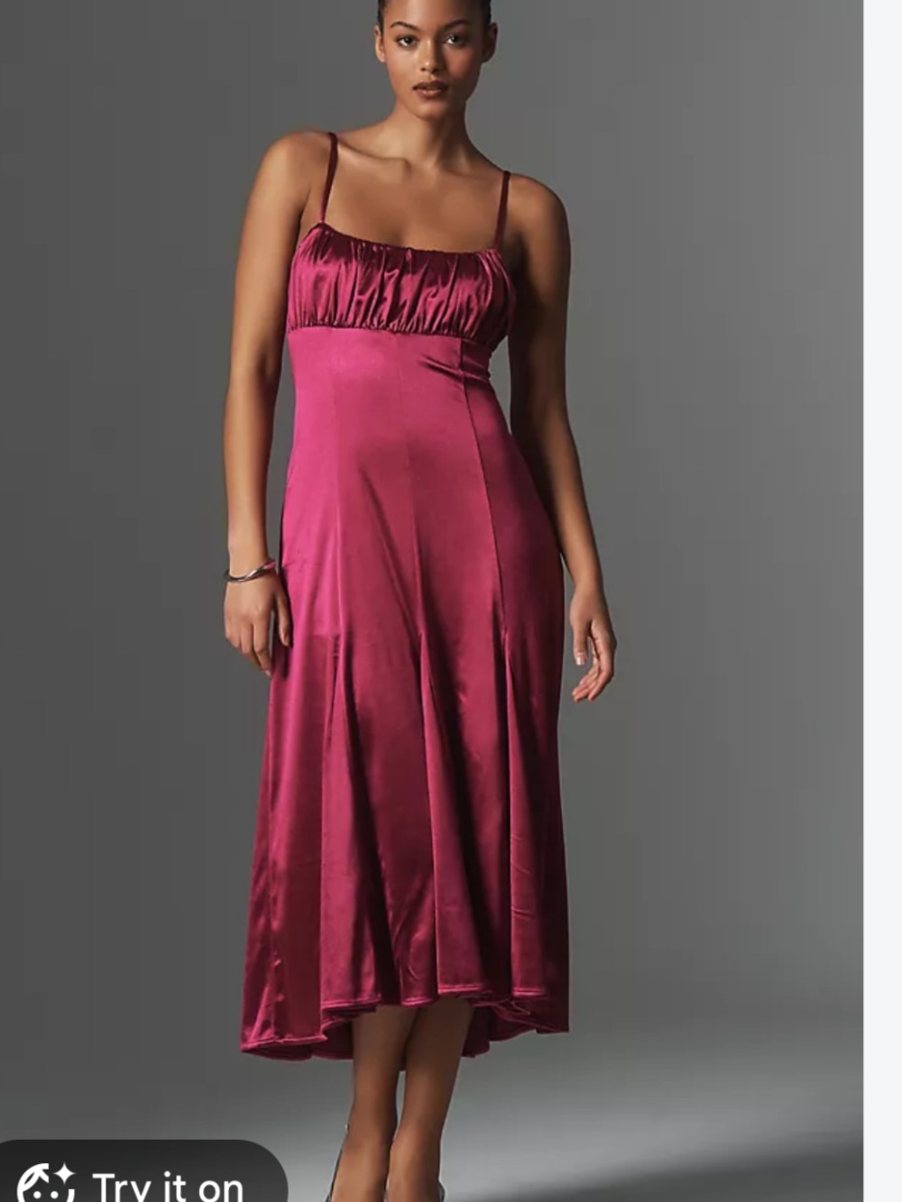 Anthropologie Satin Midi Slip Dress in orchid blossom